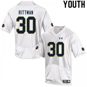 Notre Dame Fighting Irish Youth Jake Rittman #30 White Under Armour Authentic Stitched College NCAA Football Jersey SBC8799ER